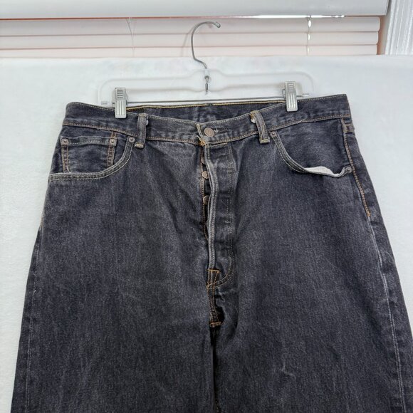 Levis 501 Jeans Mens 38x34(34x31) Black Original Fit Straight Leg Button Fly - Picture 9 of 14